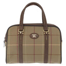 Burberrys Nova Check Hand Bag Canvas Khaki Gold Auth ti3581-2