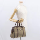 Burberrys Nova Check Hand Bag Canvas Khaki Gold Auth ti3581-20