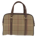Burberrys Nova Check Hand Bag Canvas Khaki Gold Auth ti3581-3