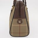 Burberrys Nova Check Hand Bag Canvas Khaki Gold Auth ti3581-4