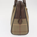 Burberrys Nova Check Hand Bag Canvas Khaki Gold Auth ti3581-5