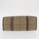 Burberrys Nova Check Hand Bag Canvas Khaki Gold Auth ti3581-9
