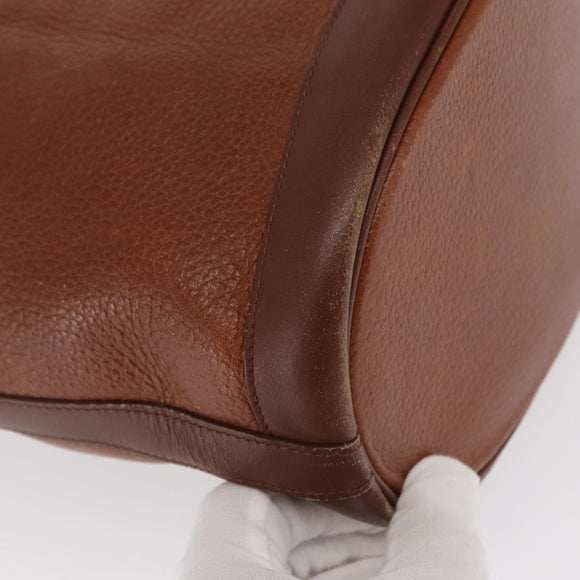 Burberrys Shoulder Bag Leather Brown Gold Auth ti3582