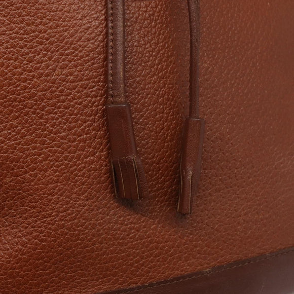 Burberrys Shoulder Bag Leather Brown Gold Auth ti3582