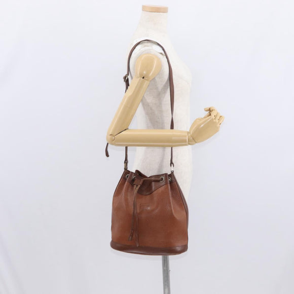 Burberrys Shoulder Bag Leather Brown Gold Auth ti3582