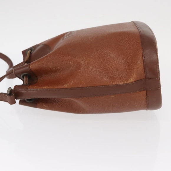Burberrys Shoulder Bag Leather Brown Gold Auth ti3582