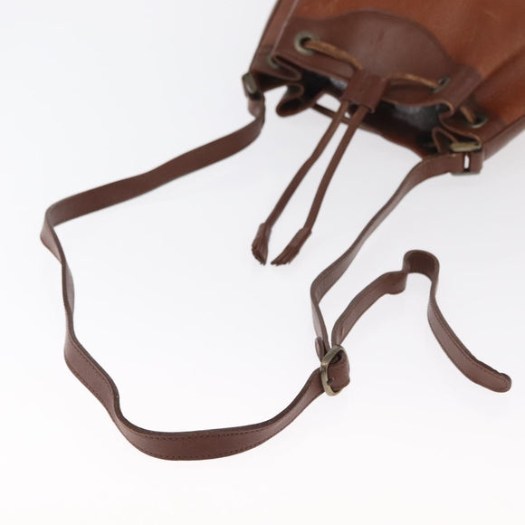 Burberrys Shoulder Bag Leather Brown Gold Auth ti3582