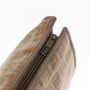 FENDI Zucchino Canvas Clutch Bag PVC Brown Auth ti3585-11