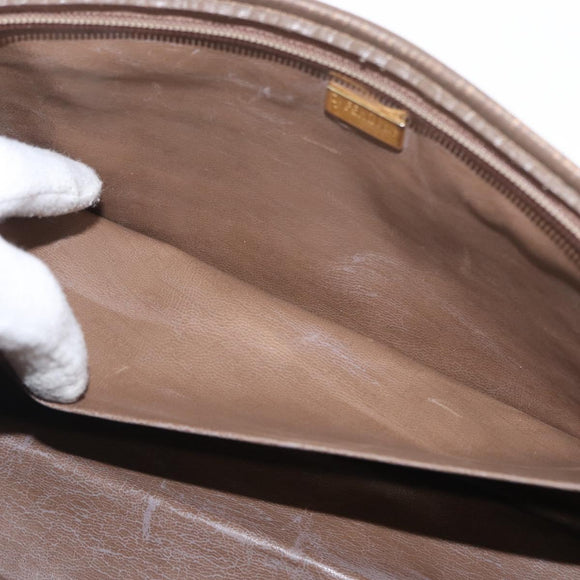 FENDI Zucchino Canvas Clutch Bag PVC Brown Auth ti3585