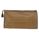 FENDI Zucchino Canvas Clutch Bag PVC Brown Auth ti3585-3