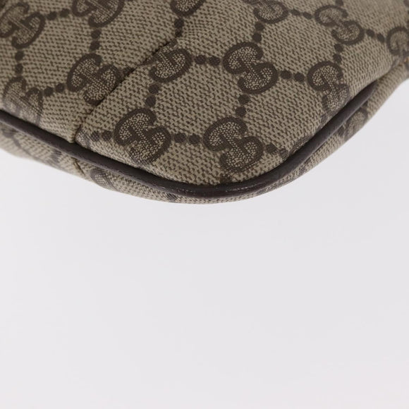 GUCCI GG Canvas Pouch PVC Leather Beige Gold 378 039 4492 Auth ti3588