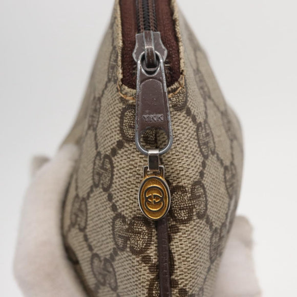 GUCCI GG Canvas Pouch PVC Leather Beige Gold 378 039 4492 Auth ti3588