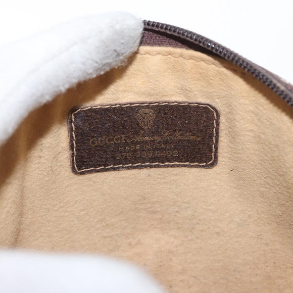GUCCI GG Canvas Pouch PVC Leather Beige Gold 378 039 4492 Auth ti3588