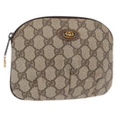 GUCCI GG Canvas Pouch PVC Leather Beige Gold 378 039 4492 Auth ti3588-1