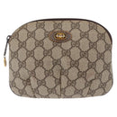 GUCCI GG Canvas Pouch PVC Leather Beige Gold 378 039 4492 Auth ti3588-13