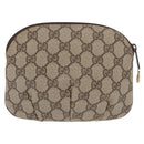 GUCCI GG Canvas Pouch PVC Leather Beige Gold 378 039 4492 Auth ti3588-2