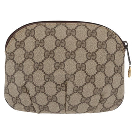 GUCCI GG Canvas Pouch PVC Leather Beige Gold 378 039 4492 Auth ti3588 - 0