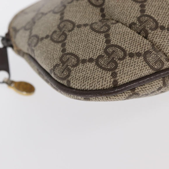 GUCCI GG Canvas Pouch PVC Leather Beige Gold 378 039 4492 Auth ti3588