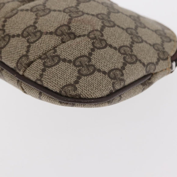GUCCI GG Canvas Pouch PVC Leather Beige Gold 378 039 4492 Auth ti3588