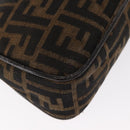 FENDI Zucca Canvas Pouch Black Brown Auth ti3589-10