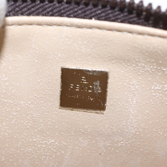 FENDI Zucca Canvas Pouch Black Brown Auth ti3589