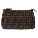 FENDI Zucca Canvas Pouch Black Brown Auth ti3589-2