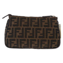FENDI Zucca Canvas Pouch Black Brown Auth ti3589-3