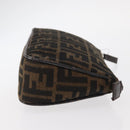 FENDI Zucca Canvas Pouch Black Brown Auth ti3589-4