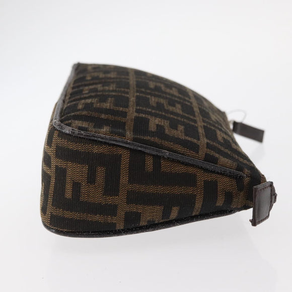 FENDI Zucca Canvas Pouch Black Brown Auth ti3589