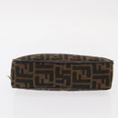FENDI Zucca Canvas Pouch Black Brown Auth ti3589-7