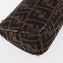 FENDI Zucca Canvas Pouch Black Brown Auth ti3589-8
