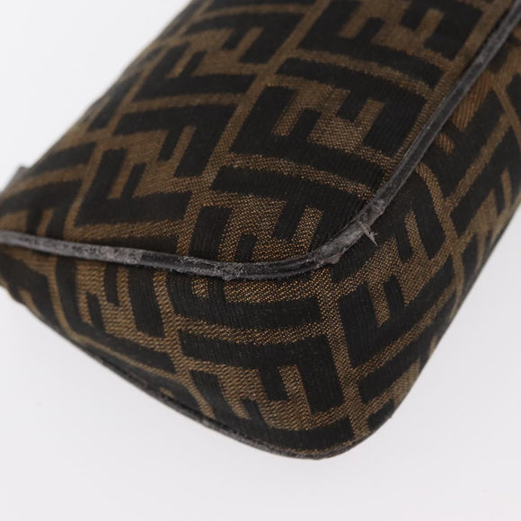 FENDI Zucca Canvas Pouch Black Brown Auth ti3589