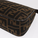 FENDI Zucca Canvas Pouch Black Brown Auth ti3589-9