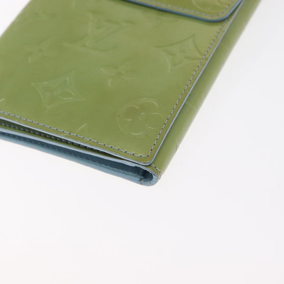 LOUIS VUITTON Monogram Vernis Walker Wallet Baby Blue M91073 LV Auth ti3590