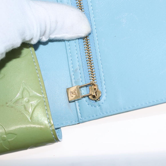 LOUIS VUITTON Monogram Vernis Walker Wallet Baby Blue M91073 LV Auth ti3590