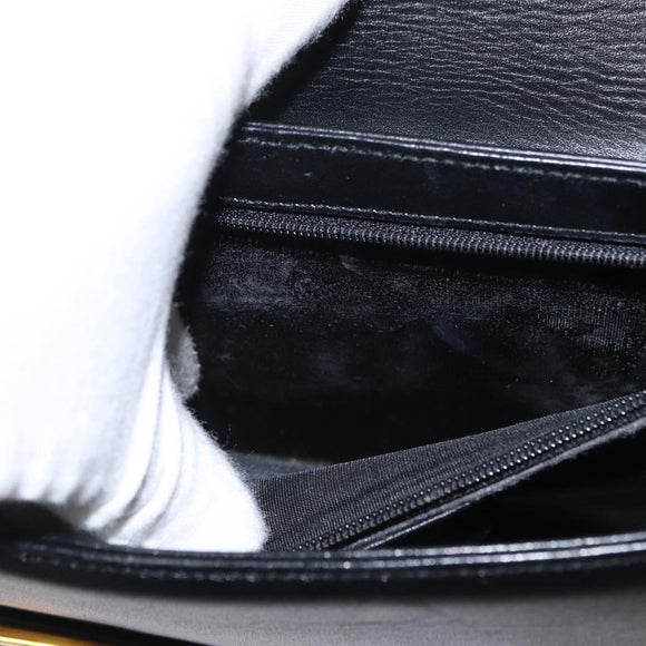 GUCCI Shoulder Bag Leather Black Gold 001 1274 1912 Auth ti3593