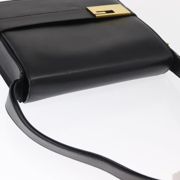 GUCCI Shoulder Bag Leather Black Gold 001 1274 1912 Auth ti3593
