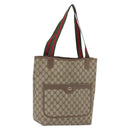 GUCCI GG Supreme Web Sherry Line Tragetasche PVC Beige Auth ti3595-1