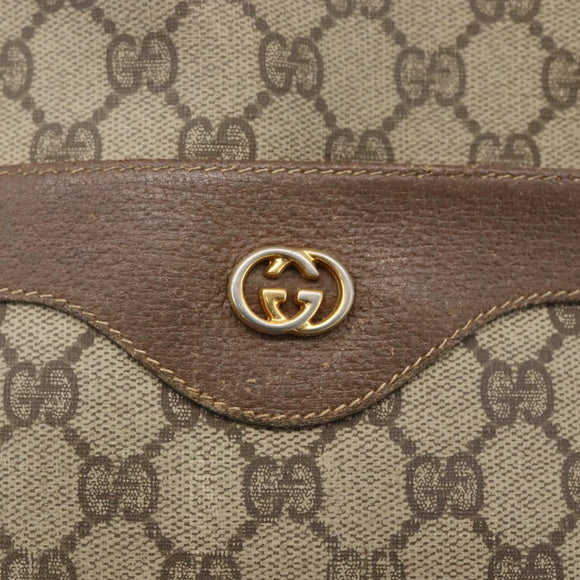 GUCCI GG Supreme Web Sherry Line Tragetasche PVC Beige Auth ti3595
