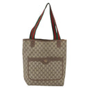 GUCCI GG Supreme Web Sherry Line Tragetasche PVC Beige Auth ti3595-13