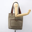 GUCCI GG Supreme Web Sherry Line Tragetasche PVC Beige Auth ti3595-21