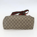 GUCCI GG Supreme Web Sherry Line Tragetasche PVC Beige Auth ti3595-5