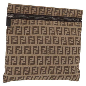 FENDI Zucchino Canvas Pouch Brown Auth ti3596