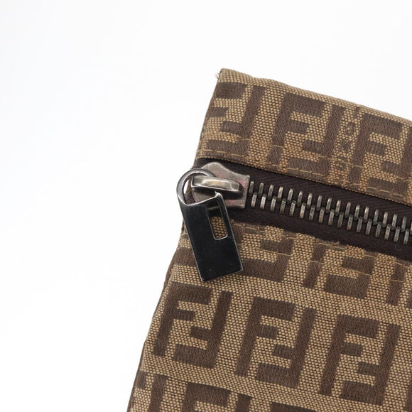 FENDI Zucchino Canvas Pouch Brown Auth ti3596