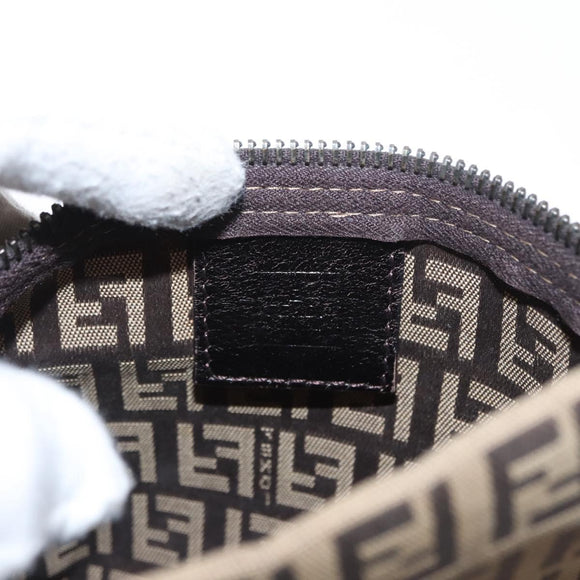 FENDI Zucchino Canvas Pouch Brown Auth ti3596