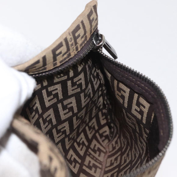 FENDI Zucchino Canvas Pouch Brown Auth ti3596