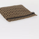 FENDI Zucchino Canvas Pouch Brown Auth ti3596-6