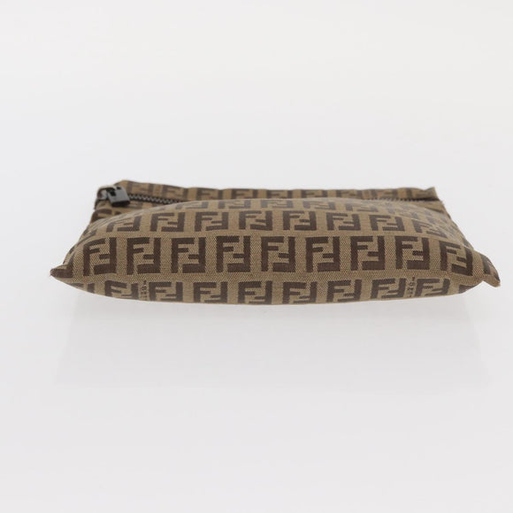 FENDI Zucchino Canvas Pouch Brown Auth ti3596