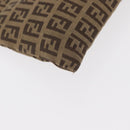 FENDI Zucchino Canvas Pouch Brown Auth ti3596-8