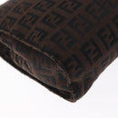 FENDI Zucchino Canvas Pouch Dark Brown Auth ti3597-15